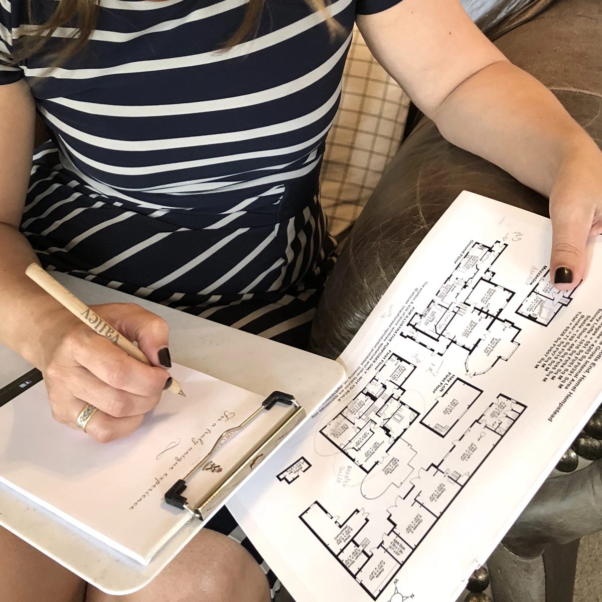 Reviewing property details and floor plans